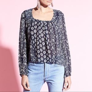 Gypsy 05 floral mixed print peasant style blouse